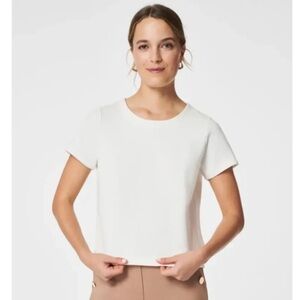 Spanx Perfect Pleated Back Top Powder White NWT 3X